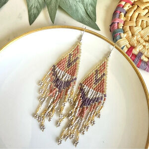 2/$30🌵 Pink & Purple Seed Bead Southwestern Earrings Fringe NEW Boho Jewelry